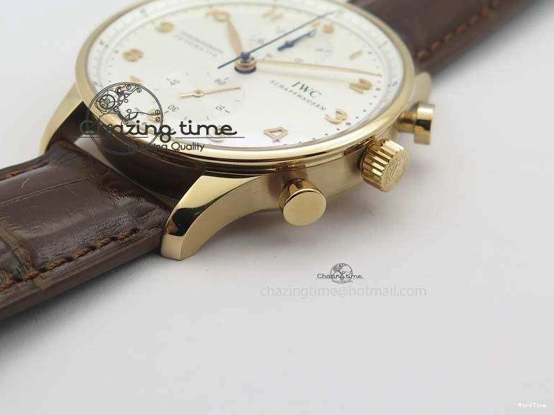 MIROTIME 0418 Portuguese Chrono RG IW371480 ZF 1:1 Best Edition White Dial On Brown Leather Strap A7750 V HighPerformance 7266